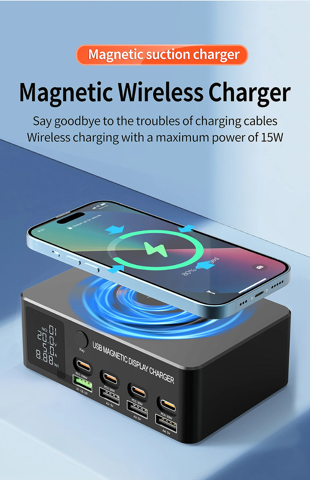 220W GaN USB-C Fast Charger Station for Multi-Device Charging Tidesmit