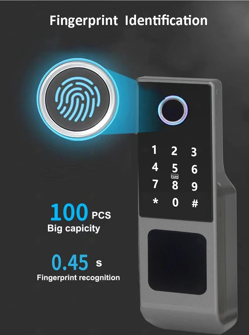 Waterproof Tuya Smart Lock Wifi Double Side Fingerprint Lock Outdoor Gate Digital Password Remote App Home Electronic Rim Lock