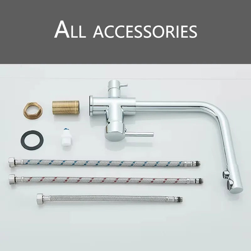 Kitchen Faucet Dual Swivel Spout Drinking Water Filter Purifier Vessel Sink Mixer Tap Hot and Cold Water