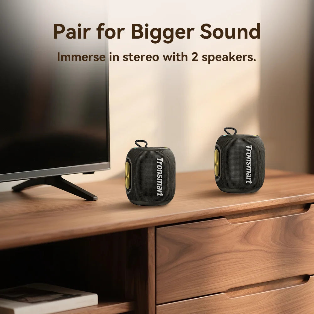 Tronsmart T8 Mini Speaker Bluetooth Speaker with 360 Degree Audio, 20H Playtime,IPX7 Waterproof, APP Control for Camping, Hiking