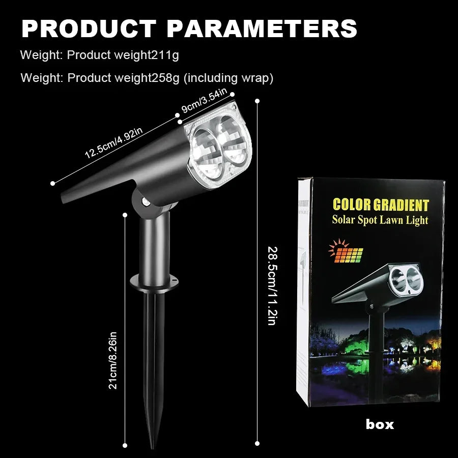 2/9LED Solar Spot Light Outdoor Waterproof Spotlights Solar Garden Lights Landscape Lighting Decoration Pathway Lawn Lamp