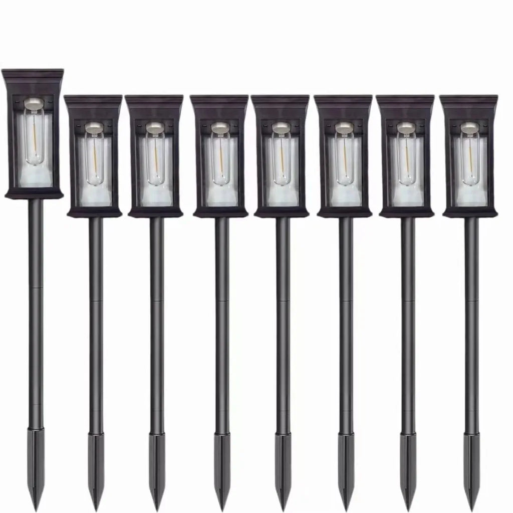 21 Inch 8 Pack Black IP65 Waterproof Solar Pathway Lights Adjustable Height Filament LED Outdoor Garden Landscape Lighting For Yard Patio Walkway Lawn Home Decor Gift Halloween Christmas