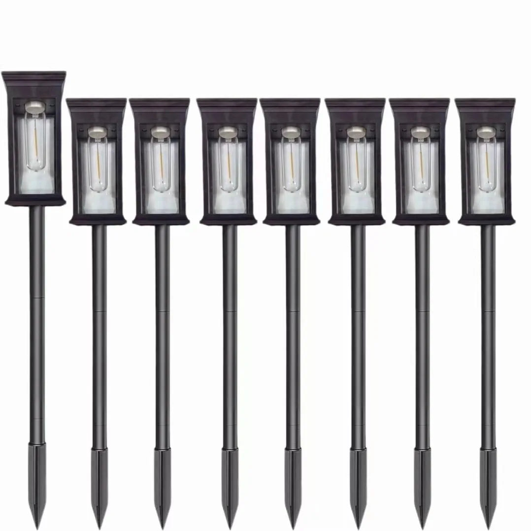 21 Inch 8 Pack Black IP65 Waterproof Solar Pathway Lights Adjustable Height Filament LED Outdoor Garden Landscape Lighting For Yard Patio Walkway Lawn Home Decor Gift Halloween Christmas