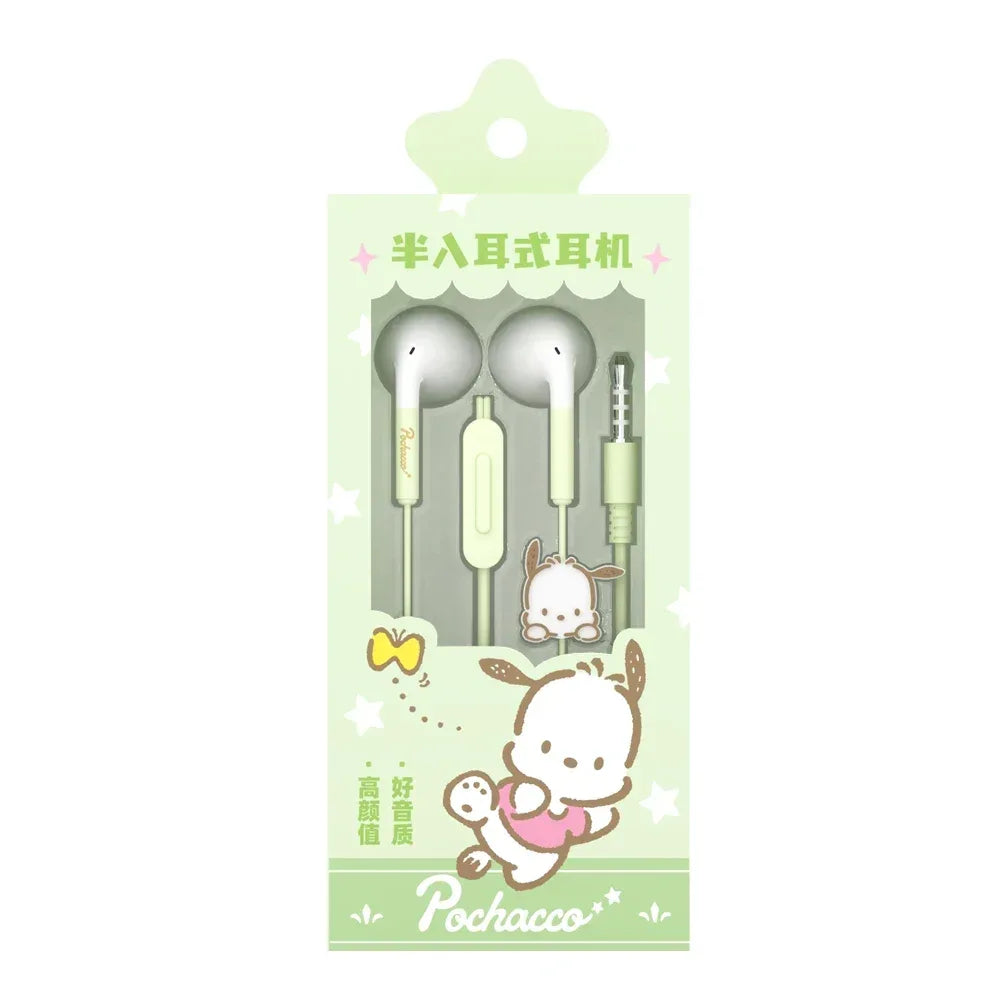 Sanrio Wired Earbuds Noise Isolating Audio Buds by Tidesmit - 4 Styles Pochacco Tidesmit