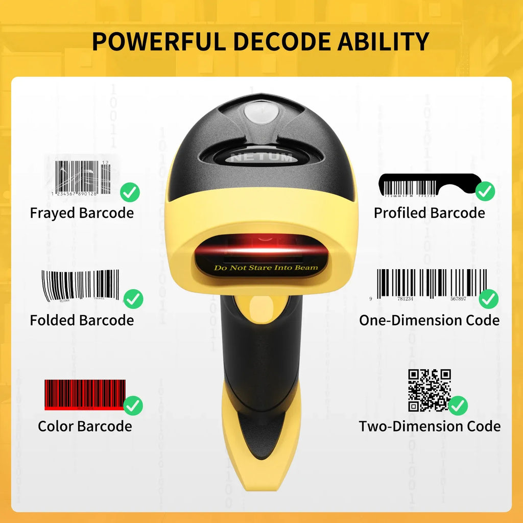 NETUM L8BLPro  Blueooth Wireless 2D Barcode Scanner QR Barcode Reader PDF417 Automatic Sensing for Pos Scanning