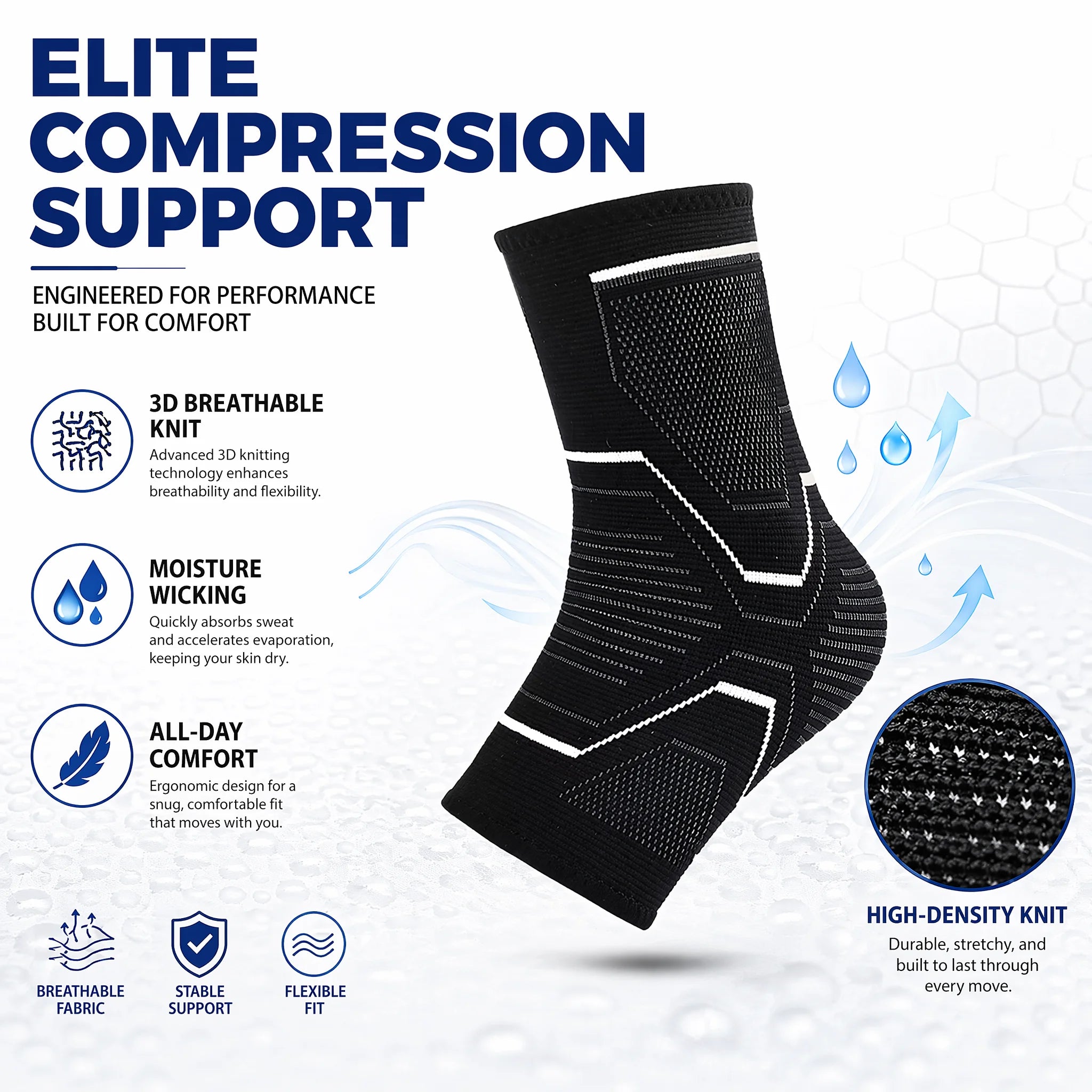 Ankle Brace Support Sleeve 3D Compression Ankle Protector Anti-Sprain Breathable Elastic for Running Basketball Gym Fitness Men