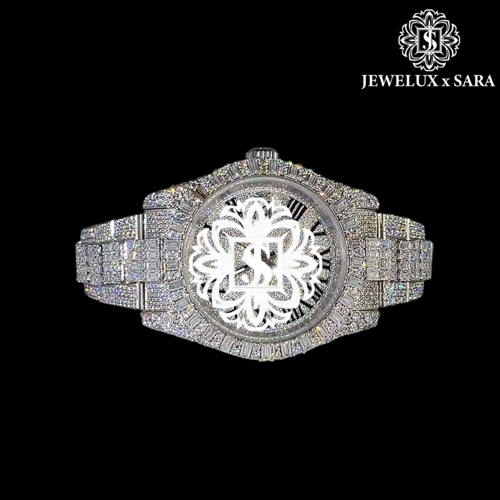 Premium Quality Exclusive Silve Diamond Luxury Watch Water Resistant Automatic Movement Available for Affordable Price