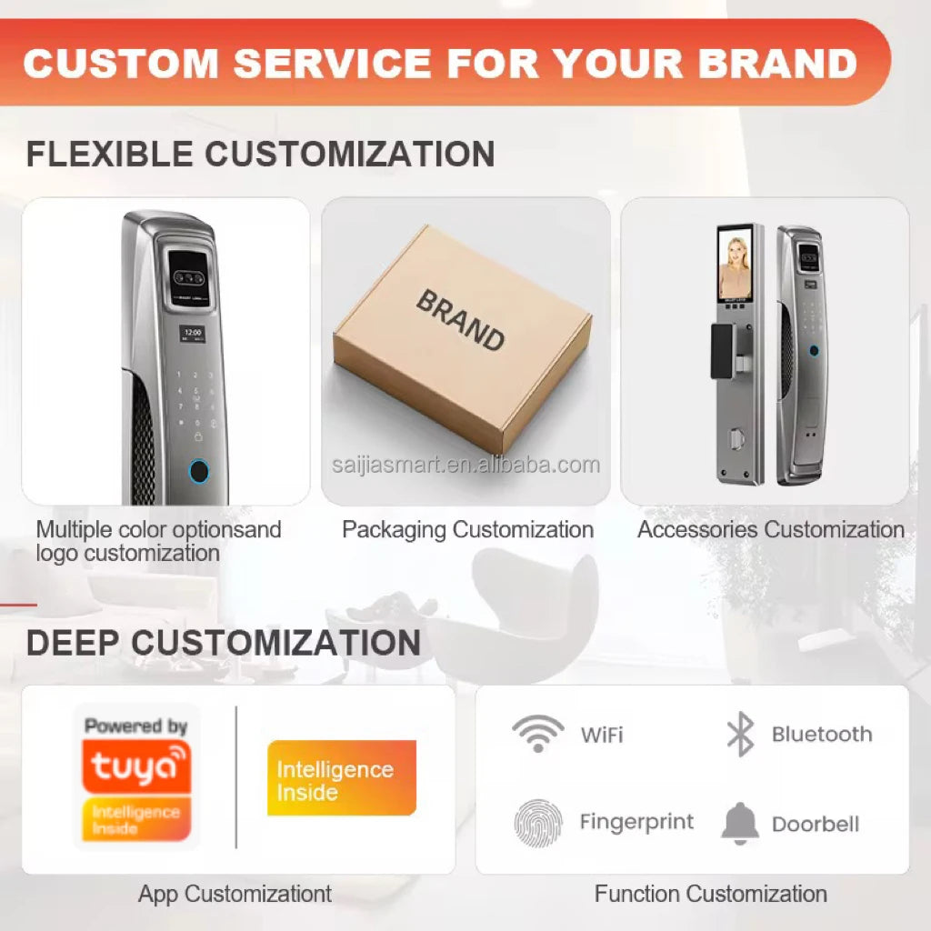 Digital Electronic Smart Door Lock With Camera Wifi Tuya Smart Lock Unlocked Through Code Password Biometric Fingerprint