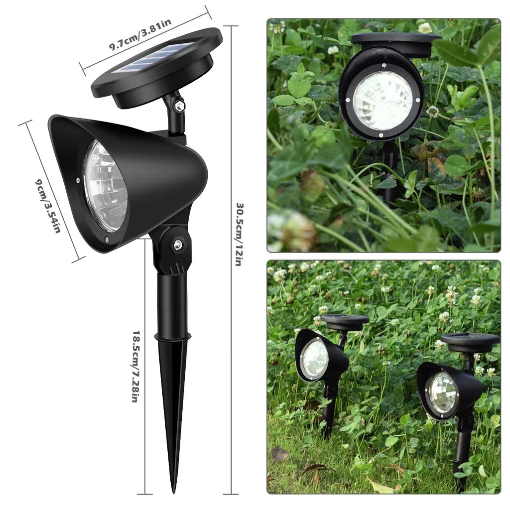 Solar 9 LED Ground Lights Outdoor, IP65 Waterproof Brightness Adjustable Spot Light for Garden Backyard Driveway Patio Decor