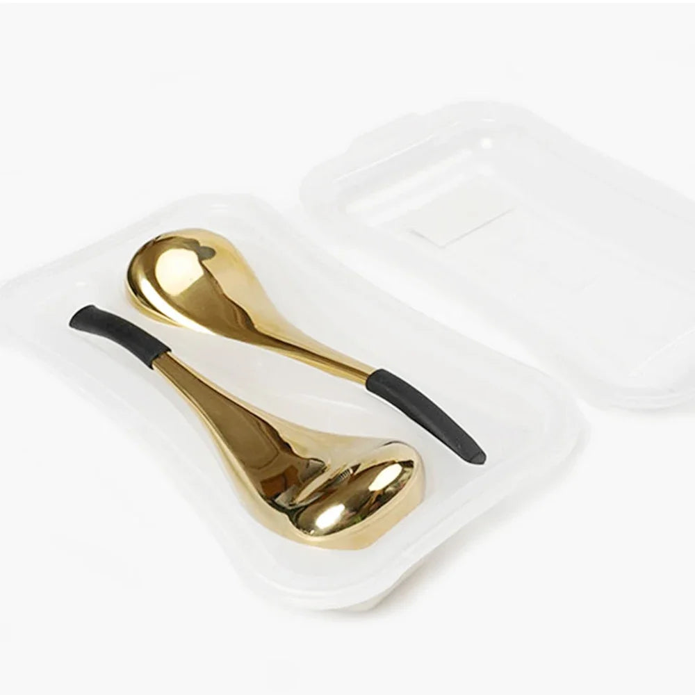 Ice Globes for Face: 2-Piece Stainless Steel Cryo Facial Massager Set Relaxation Treatment GOLD SET Tidesmit