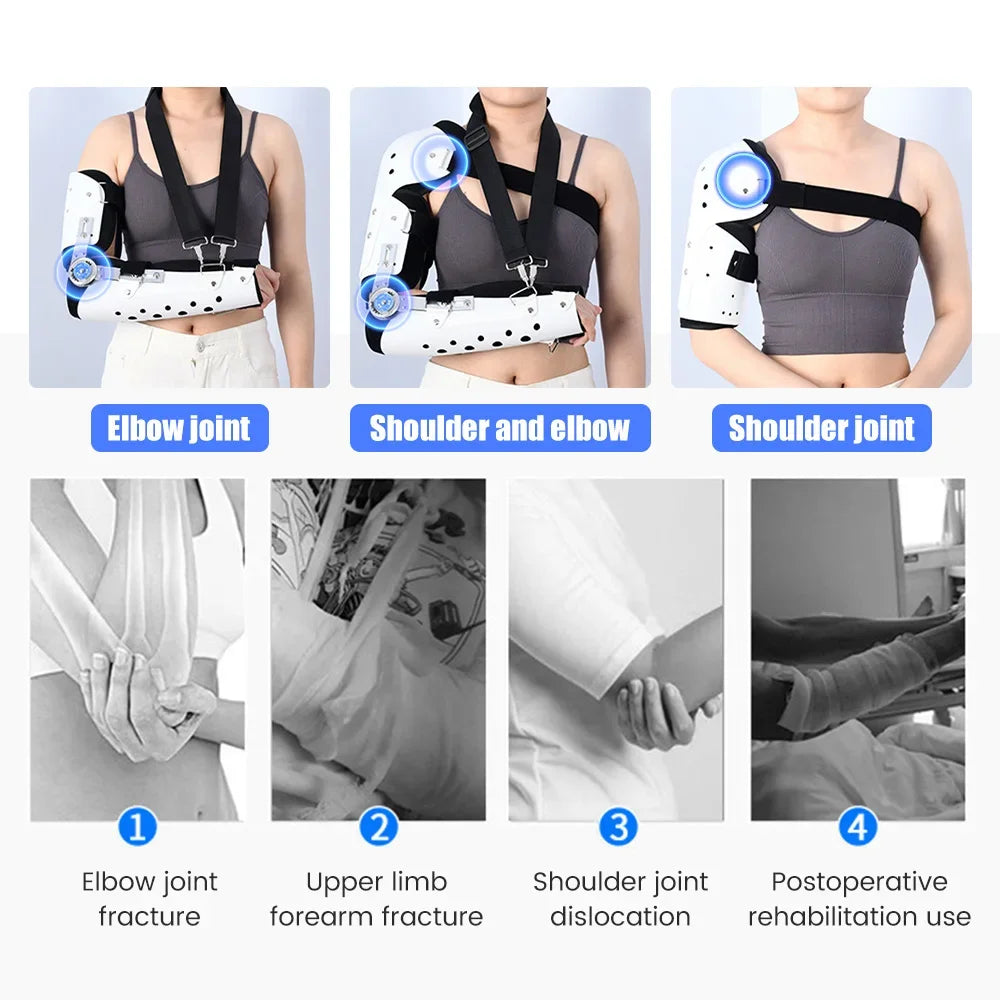 Hinged Elbow Arm Forearm Shoulder Brace Support Splint Orthosis Band Fixation Sling Immobilizer Strap Sleeve Arm Protector Guard