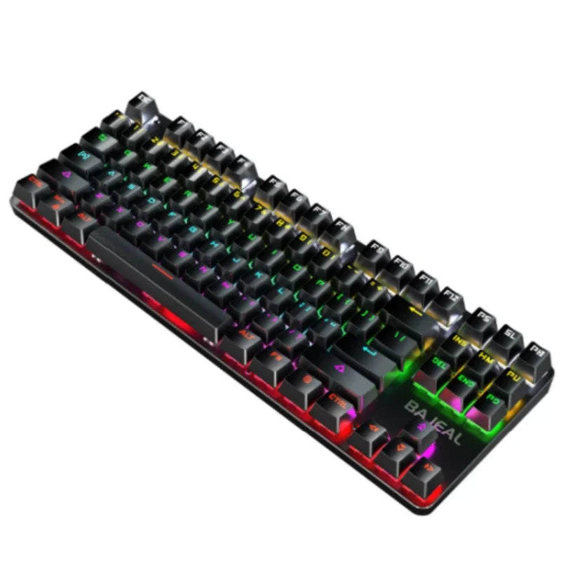 BAJEAL K200 Wired Mechanical Keyboard 87 Keys Portable with Colorful LED Backlighting for Laptops And Desktops - Blue Switches