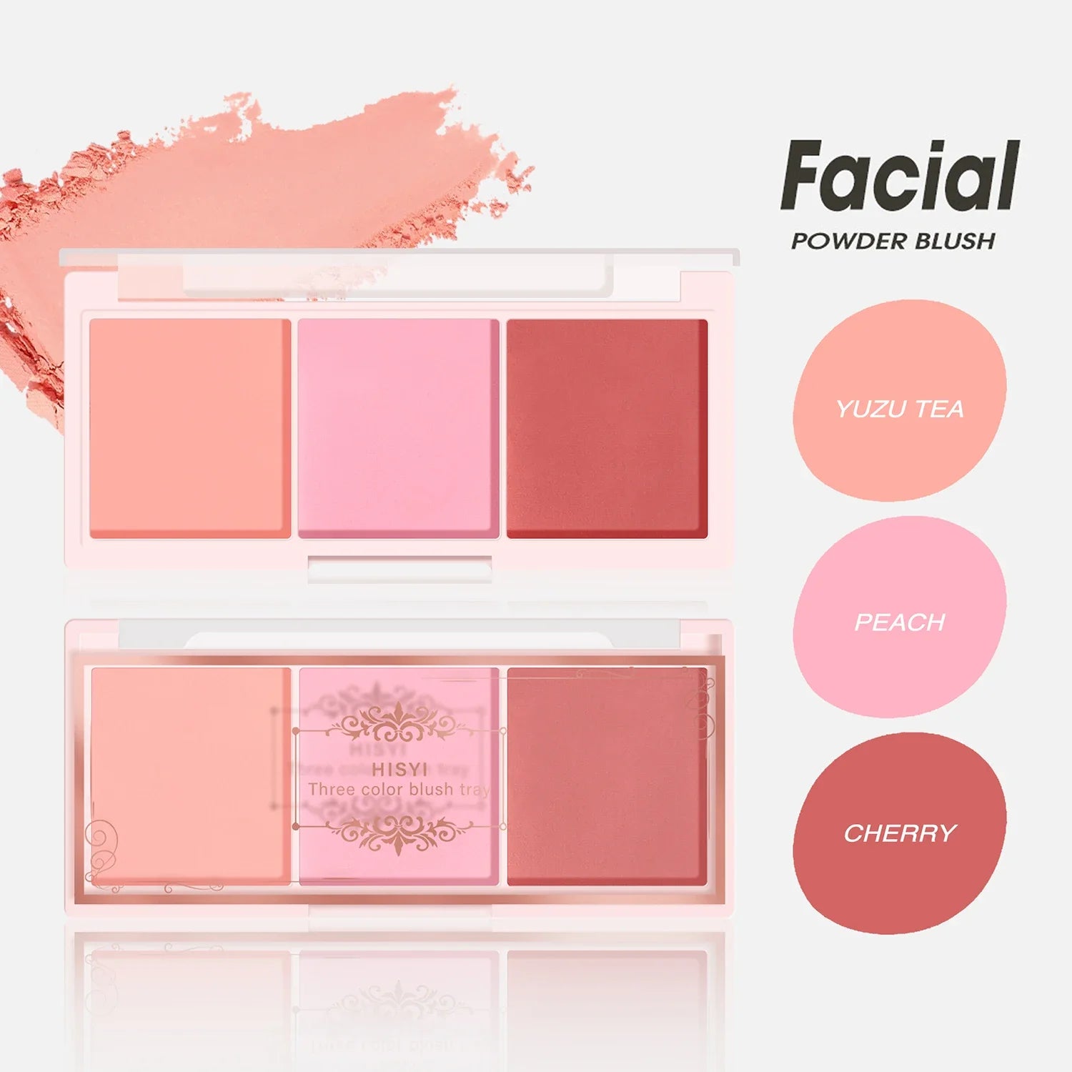 Tidesmit 3-Color Cheek Red Plate for natural matte milk tea makeup and long-lasting high pigment face contouring