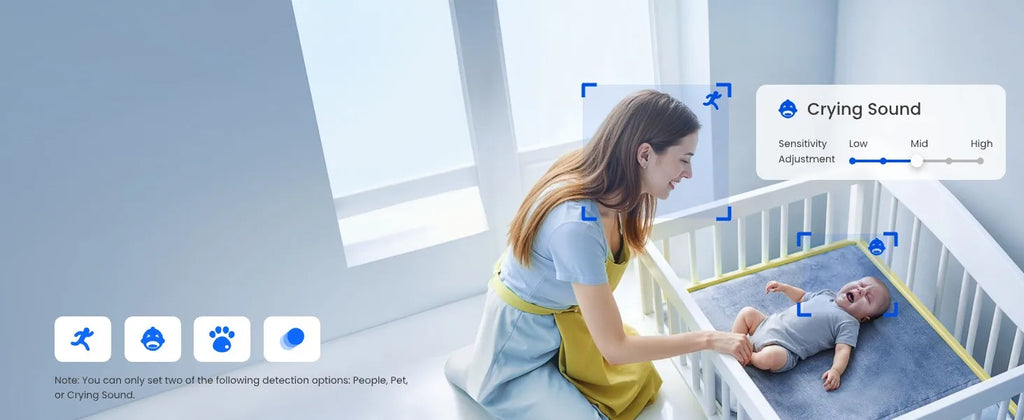 REOLINK 5MP WiFi Security Camera Person/Pet/Crying Detection Indoor Baby Monitor 2 Way Audio PT Auto Tracking IP Camera E1-Pro