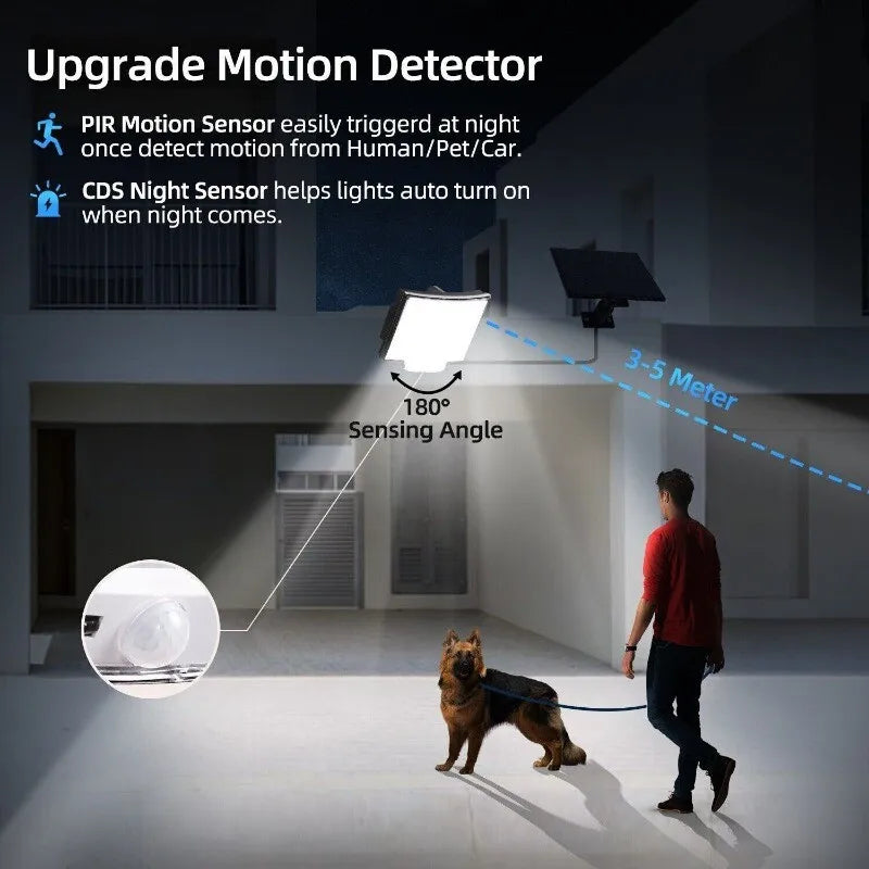 Solar Powered LED Wall Light With PIR Motion Sensor Outdoor Security Flood Lamp Wireless Energy Saving Waterproof Lighting For Garden Yard Patio Driveway Home Safety