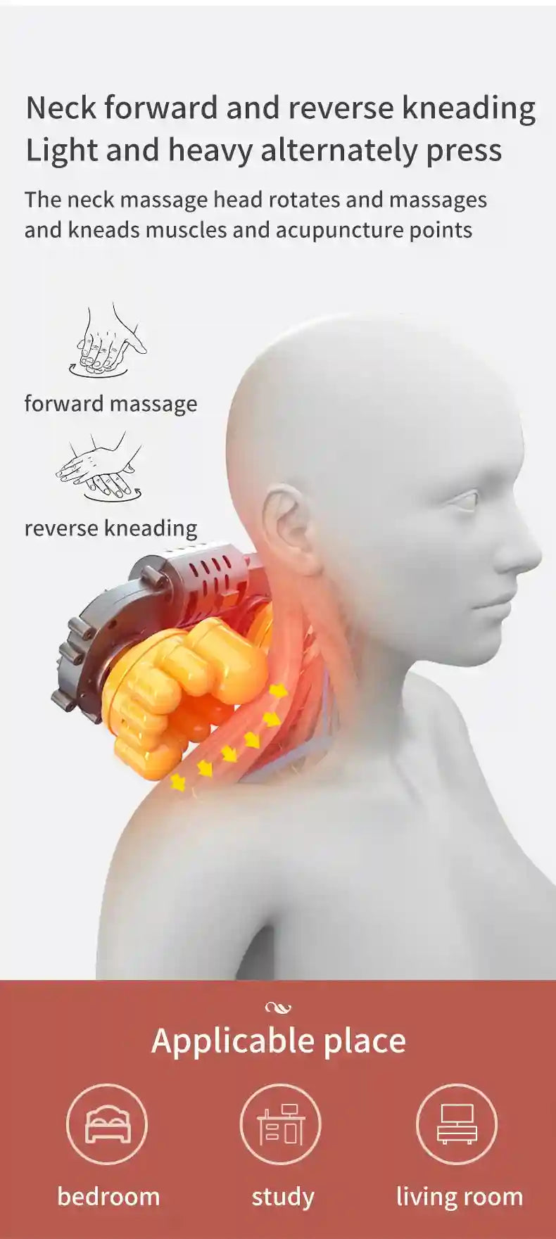 Electric Back Massager with Heat and Vibration - Gray Portable Device Massage Roller Tidesmit