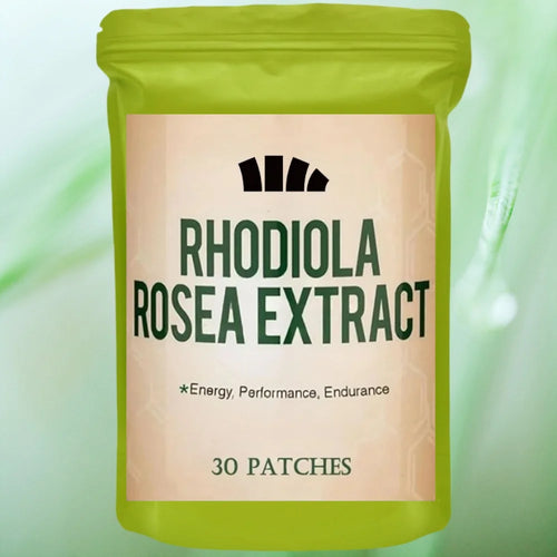 Green pack of 30 Rhodiola Rosea adaptogen patches for stress relief, energy, and performance.