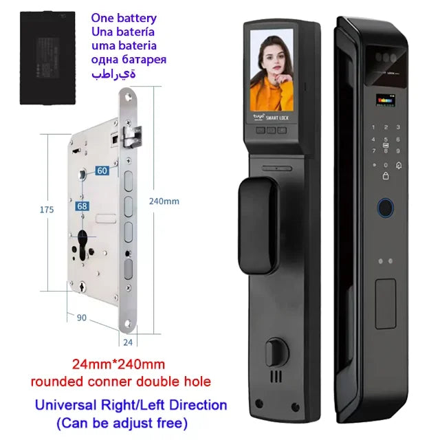 WIfi Tuya APP Remote Unlock Voice Intercom 3D Face Recognition Smart Door Lock With Camera Fingerprint Password Digitl Door Lock