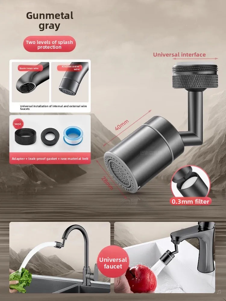 Robotic Arm Universal Faucet Extender Rotatable Nozzle Washbasin Multi-functional Universal Connector Splash-proof Artifact