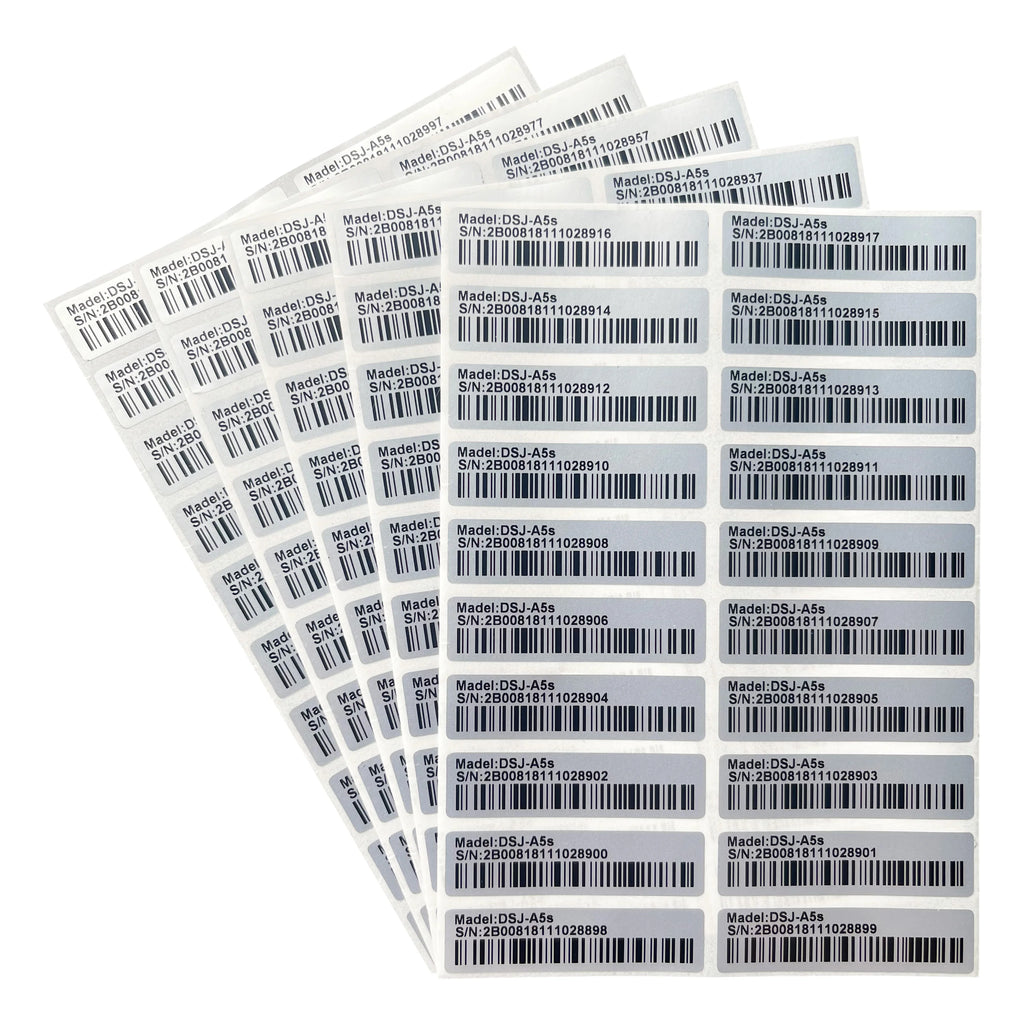 100pcs matte silver PET 40x10mm barcode 128 labels for durable, fade-resistant pet product inventory tracking.