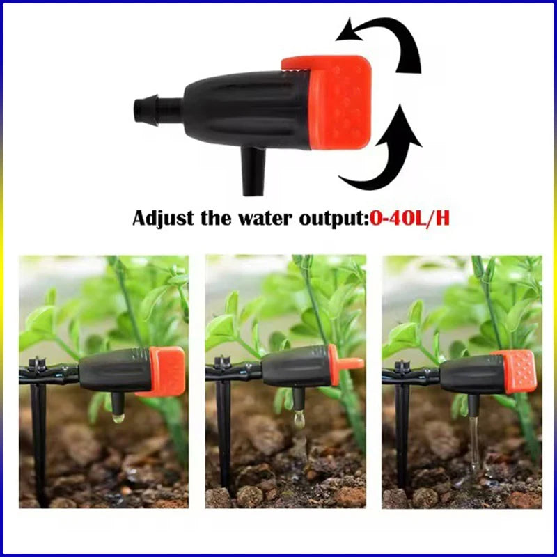 DIY Micro Irrigation Kit 4/7mm PVC Hose PP Adjustable Flow Dripper + Fixing Ground Stake Home Potted Garden Watering System Part