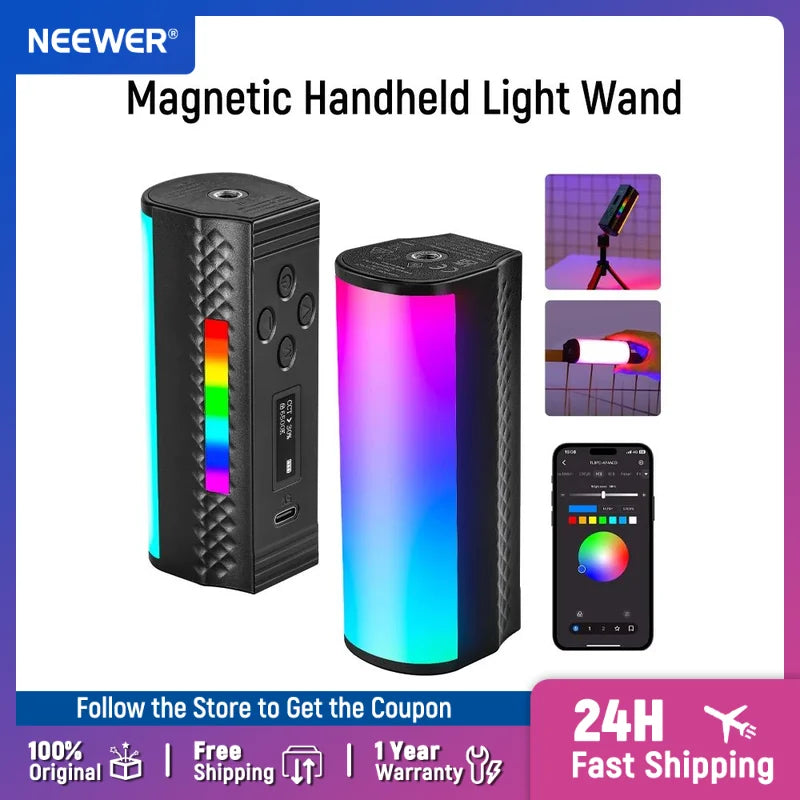 Magnetic LED Light Wand 2 Pack RGB - Portable Content Creation Lighting Tidesmit
