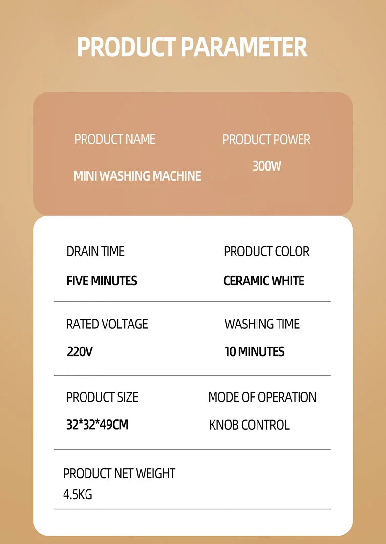 Tidesmit semi-automatic mini washing machine for baby clothes and underwear in a compact laundry appliance design