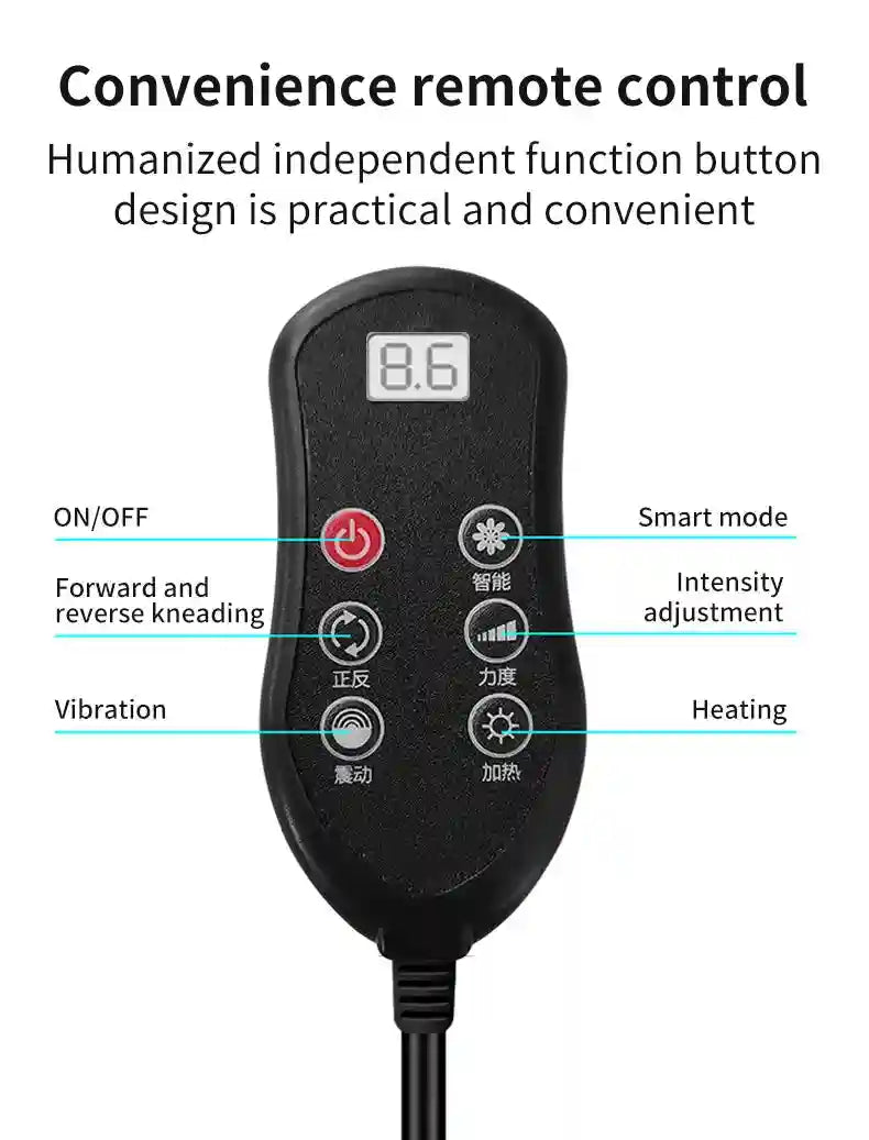 Electric Back Massager with Heat and Vibration - Gray Portable Device Massage Roller Tidesmit