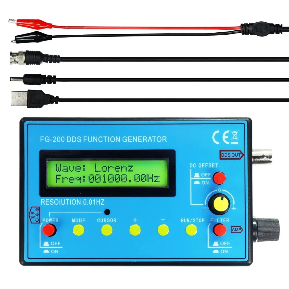 FG-100 DDS Function Signal Generator 1Hz-500kHz Sine Square Triangle Waveform Output USB 5V Powered Frequency Tester