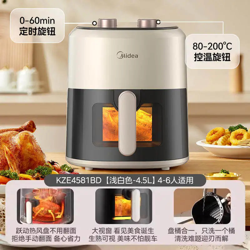 220V New Arrival Midea Home Use Large Capacity Visual Air Fryer Integrates Electric Oven And Deep Fryer No Flip Cooking Machine