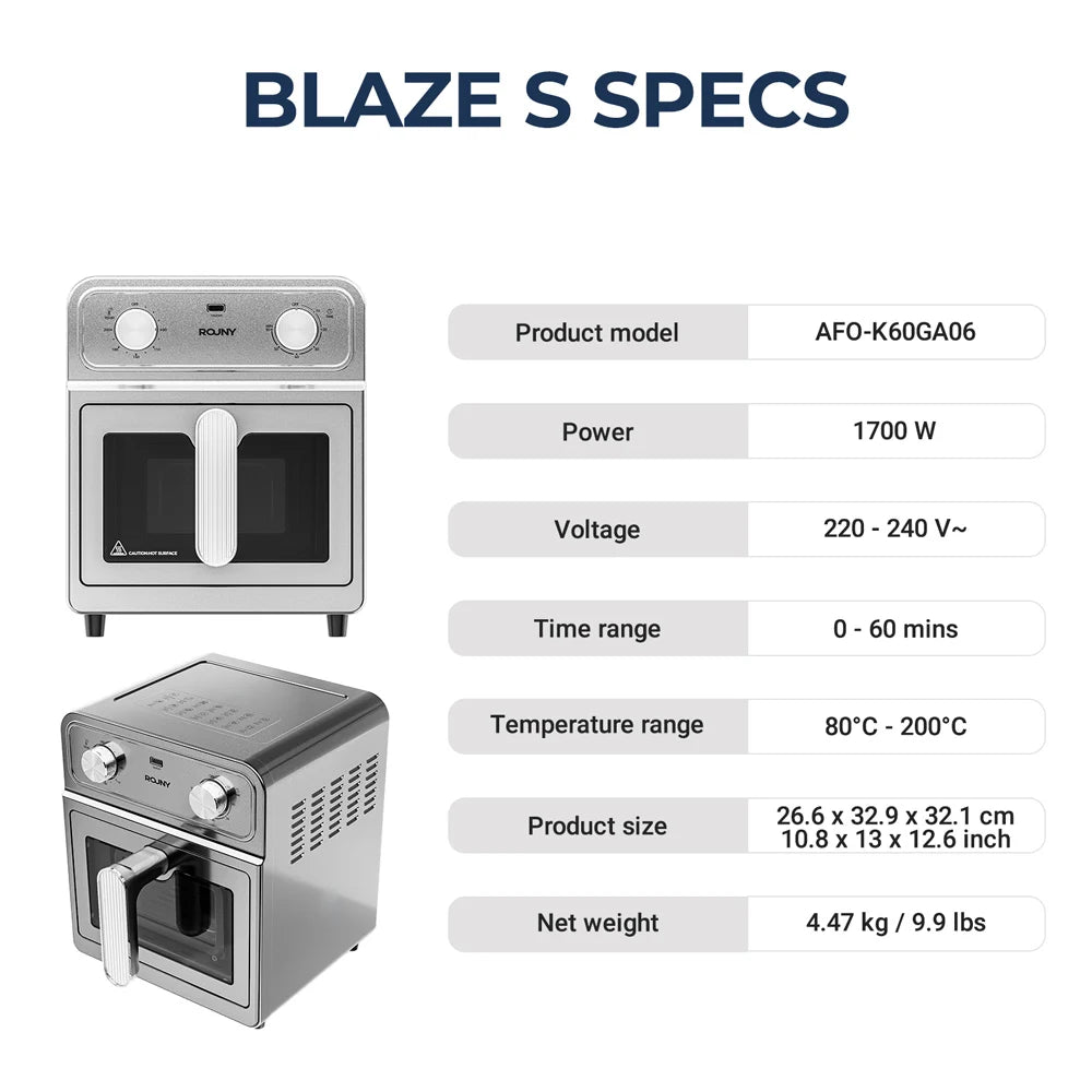 Healthy Oil-Free Hot Air Cooker With 304 Stainless Steel Basket, 1700W Rapid Circulation Heating, Large 6.5L Family Capacity