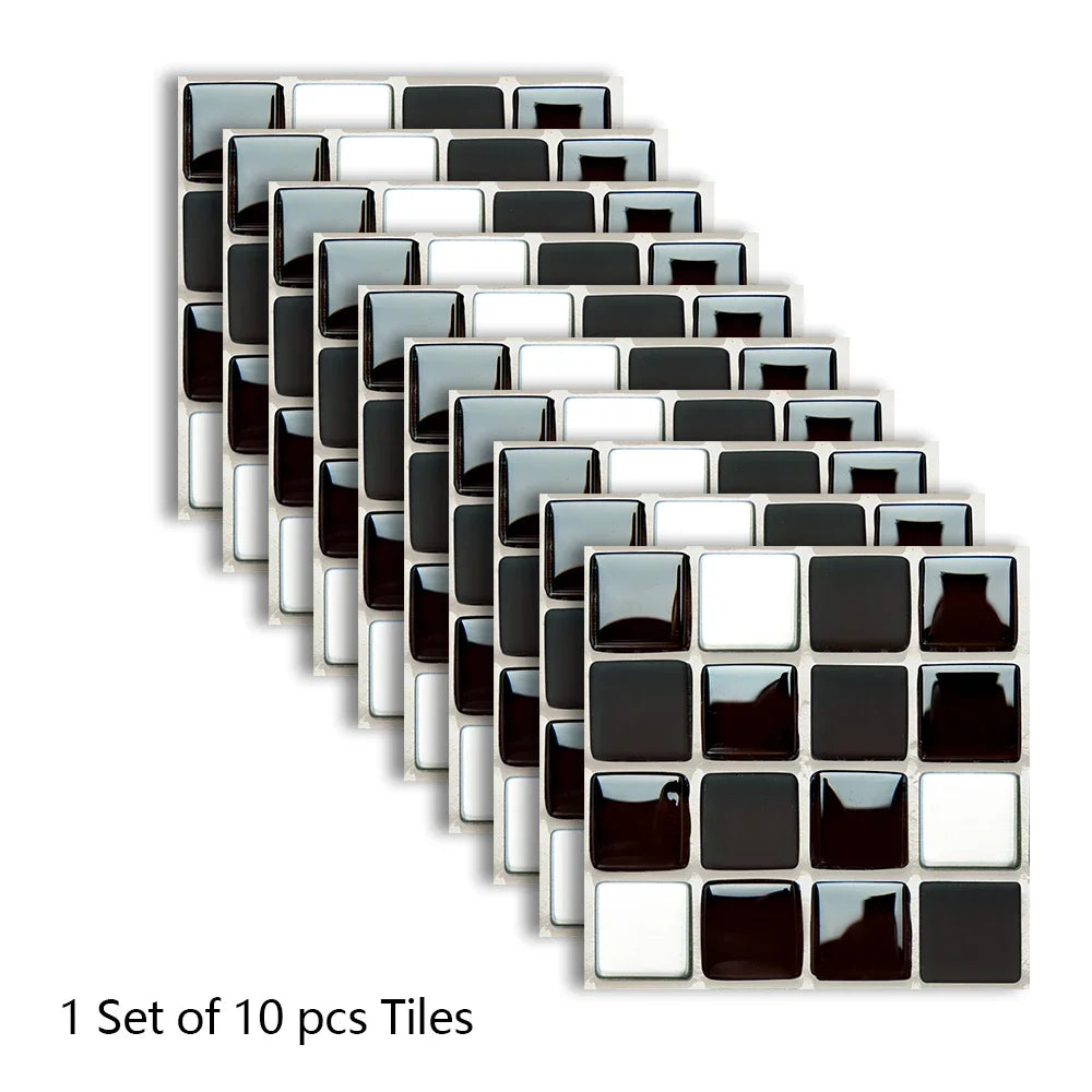 10pcs Purple Mosaic Hard Tiles Sticker Flat Printed in 2d Transfers Cover for Kitchen Bathroom Wallpaper Peel & Stick Wall Decal