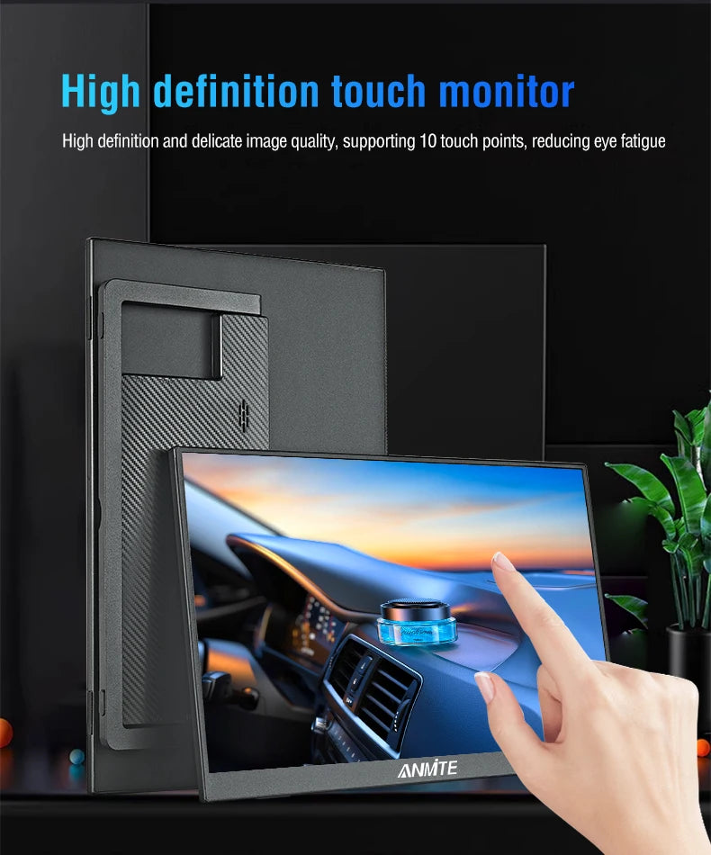 Anmite 15.6-Inch Portable Touch Monitor Non-touch Optional 1080P HDR 16:9 For XBox PS4 / 5 Switch Cell Phone PC Loptop Extensio