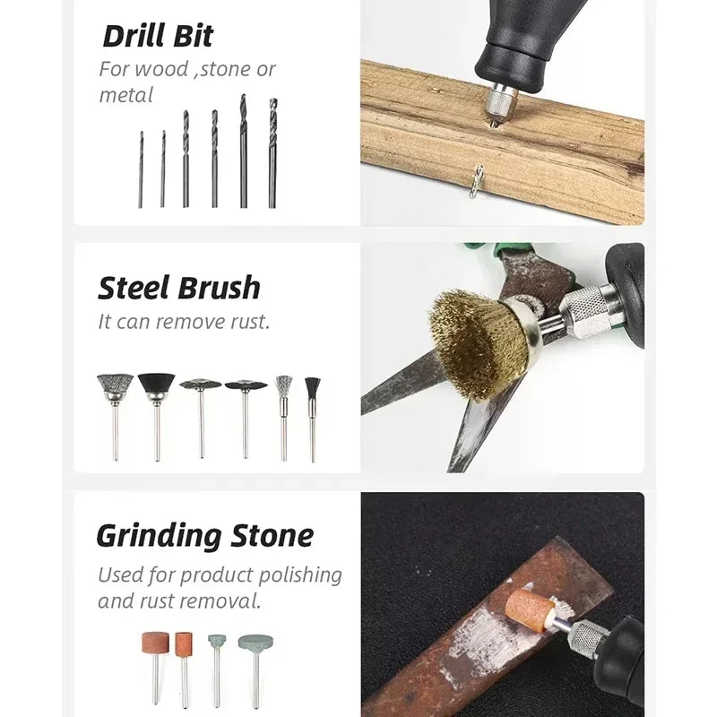 Mini Electric Drill Engraver Machine, Dremel Rotary Tools, Engraver Grinder Compatible with Power Tools, Accessories, 220V