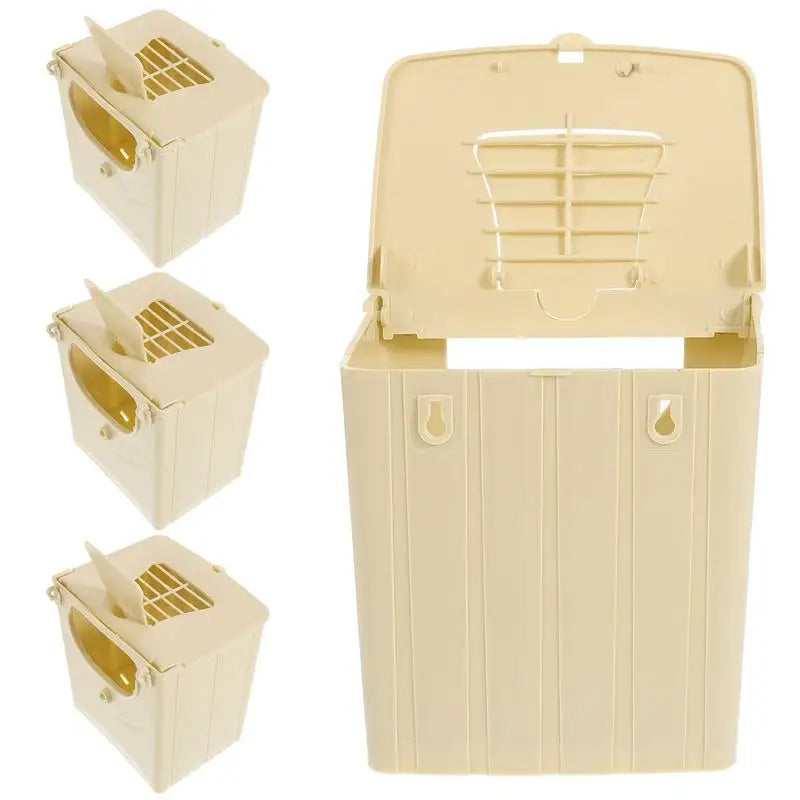 4pcs beige plastic bird breeding boxes for lovebirds, hanging incubation nests for safe, easy mating and nesting.