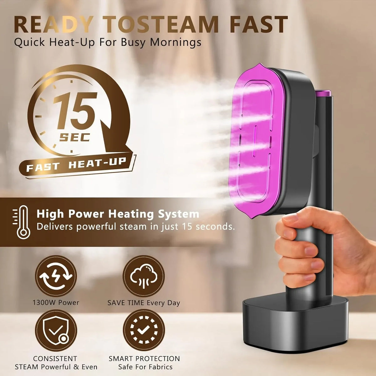 ZHUIYAN Handheld Garment Steamer 1200W 220V EU Plug