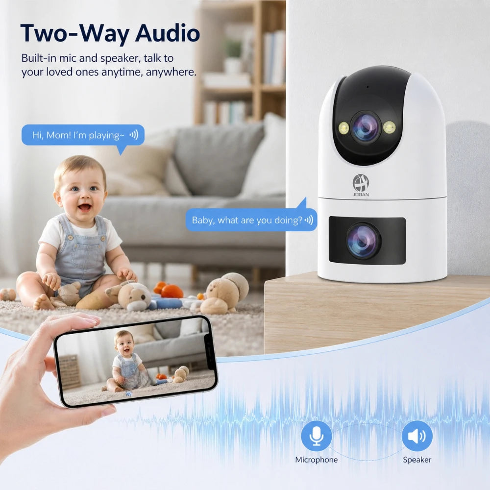 Jooan 4K 8MP Dual Lens Dual Screen IP Camera Wifi Outdoor PTZ Cameras Auto Tracking CCTV Camera Audio Video Indoor Surveillance
