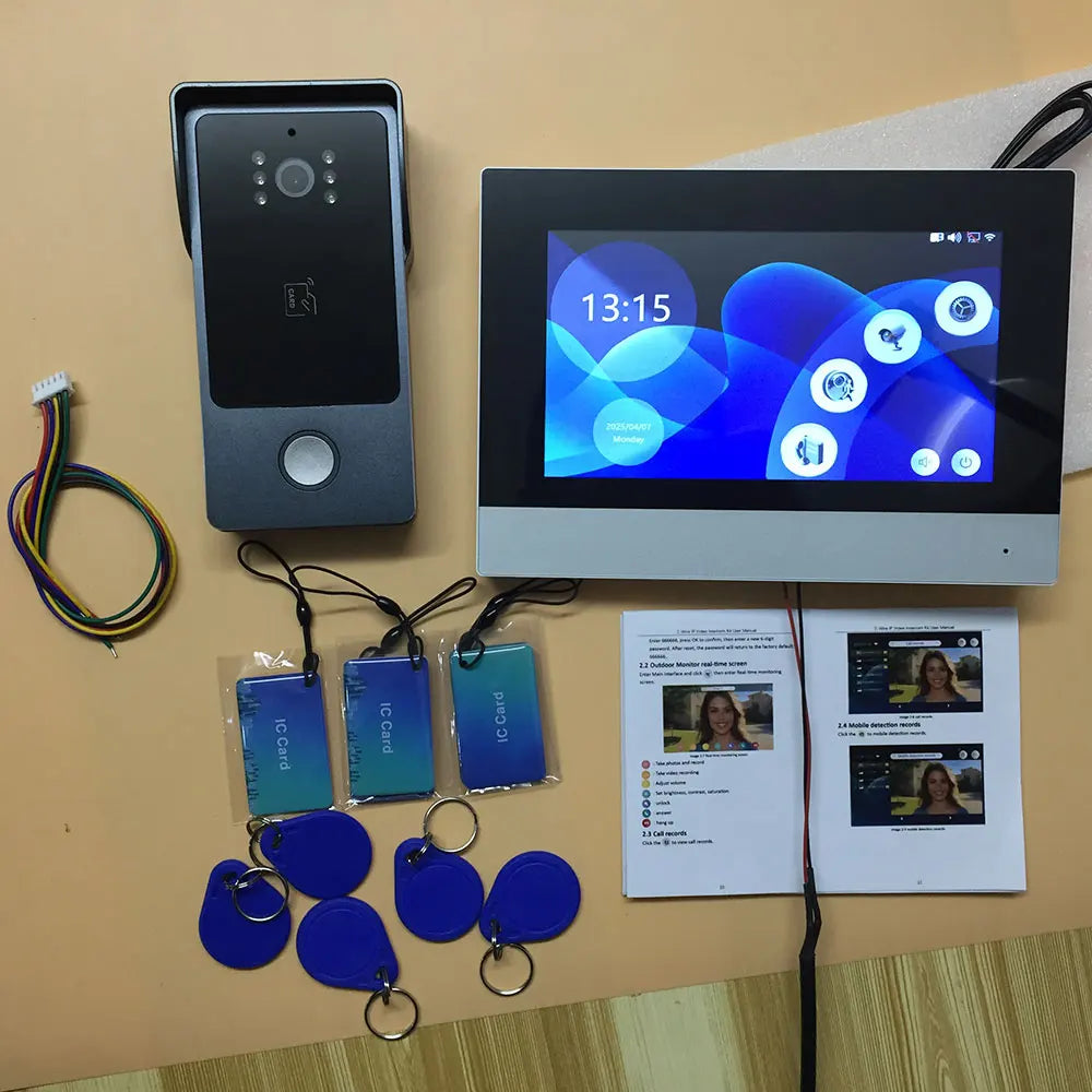 New Tuya Smart 2-wired Doorbell Wifi Video Intercom System with APP Remote IC Card Unlock 1080P 7inch Touch Screen