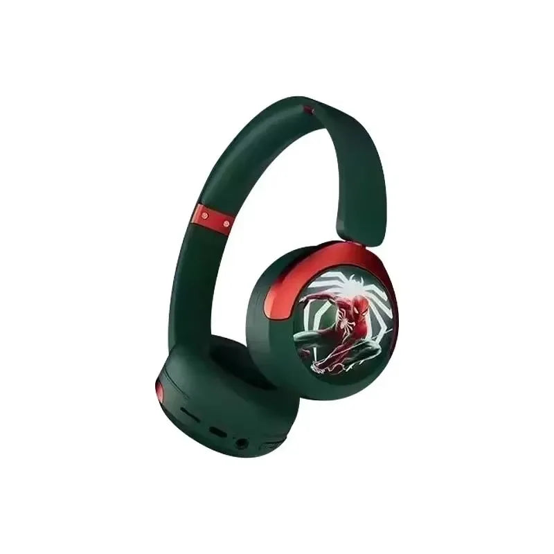 Spider Man Kids Wireless Headphones - Foldable Over-Ear Bluetooth Audio green Tidesmit