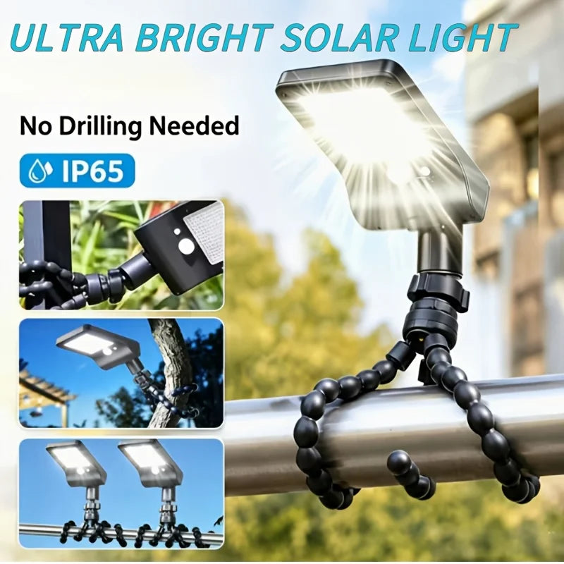 2pcs IP65 Solar Octopus Lights. Bendable Brackets Fit Any Spot, Solar Powered Pool Lights, 196 LEDs with Motion Sensor Auto-on. Drill-free Installation, Great for Yard Lighting