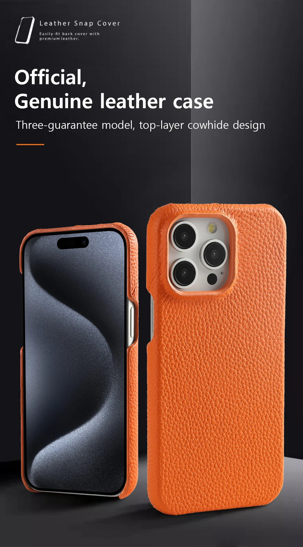 iPhone 16 Pro Max Genuine Leather Case | Slim Shock-Absorbing Cover Tidesmit