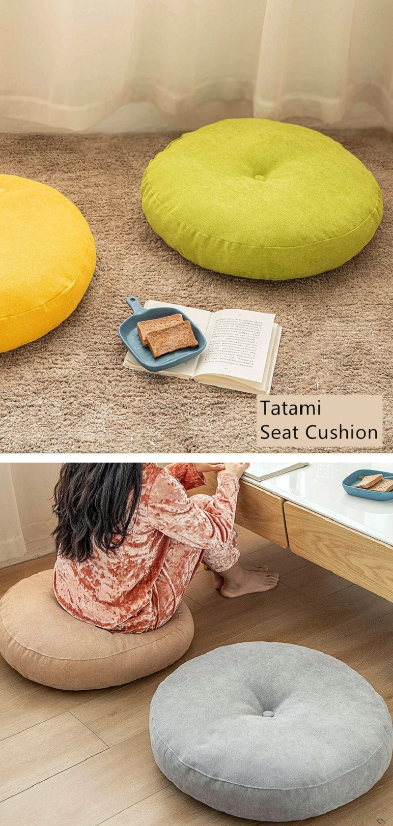 Inyahome Large Floor Cushions Round Seating Pillow for Adults Kids Tufted Thick Meditation Cushion for Yoga Living Room Tatami