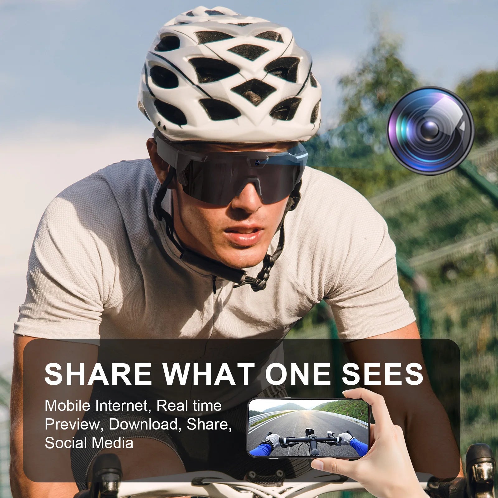 Smart Cycling Glasses with HD Camera - Windproof Sports Eye Protection Tidesmit
