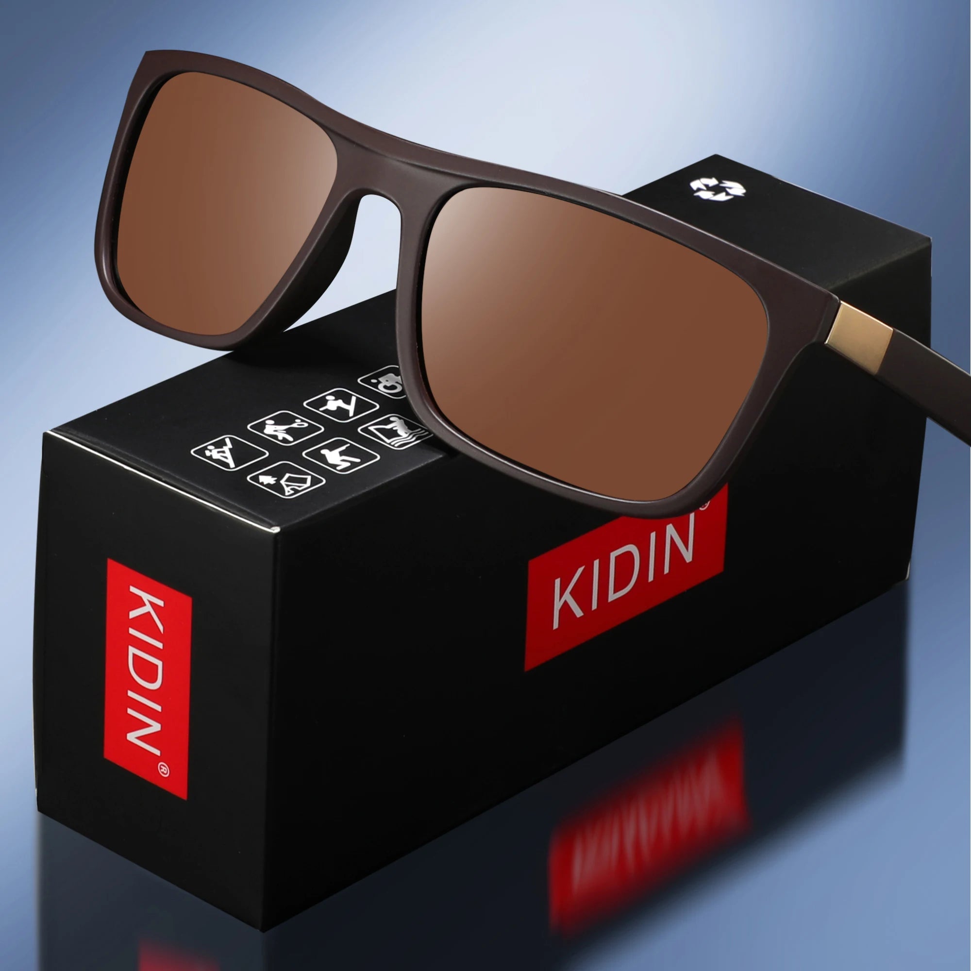 Polarized Square Sunglasses - Retro UV400 Driving Eyewear for Clarity Tea color Tidesmit