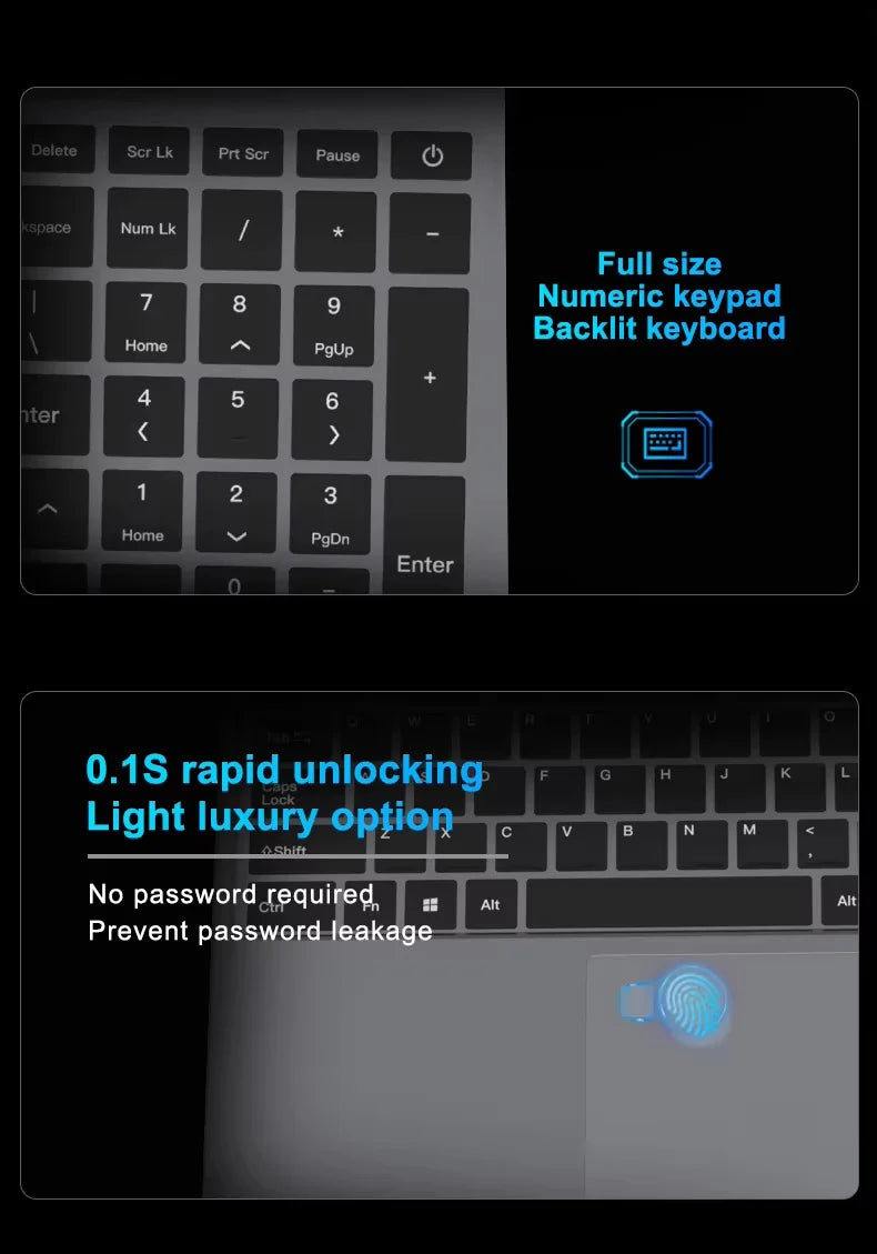 Xiaman 15.6“ Gaming Laptop Computer Intel Core i9 10980HK/9900 16GB RAM  2TB SSD Fingerprint Unlock Notebook Laptops Backlight