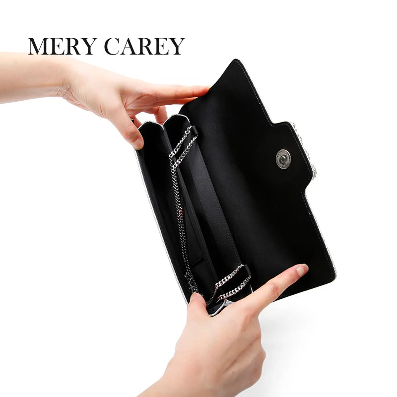 2025 New Fashionable Silver sequined Women's One Shoulder Chain Women's Bag  Luxury Designer Elegant Rhinestone Banquet Handbag