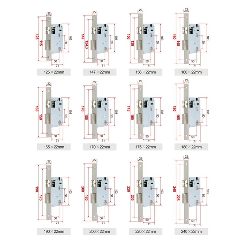 EGFirtor Metal Stainless Steel Electronic Lock Body 5050 Mortise For Tuya Face Recognition Fingerprint Smart Door Lock