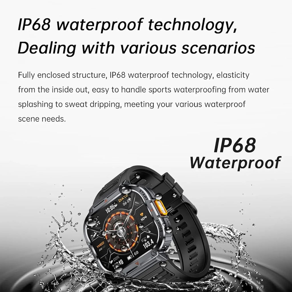 New Smart Watch Men LED Light Flashlight BT Call Music Player Sport Fitness Bracelet Calories Ultra Large Screen Smartwatch