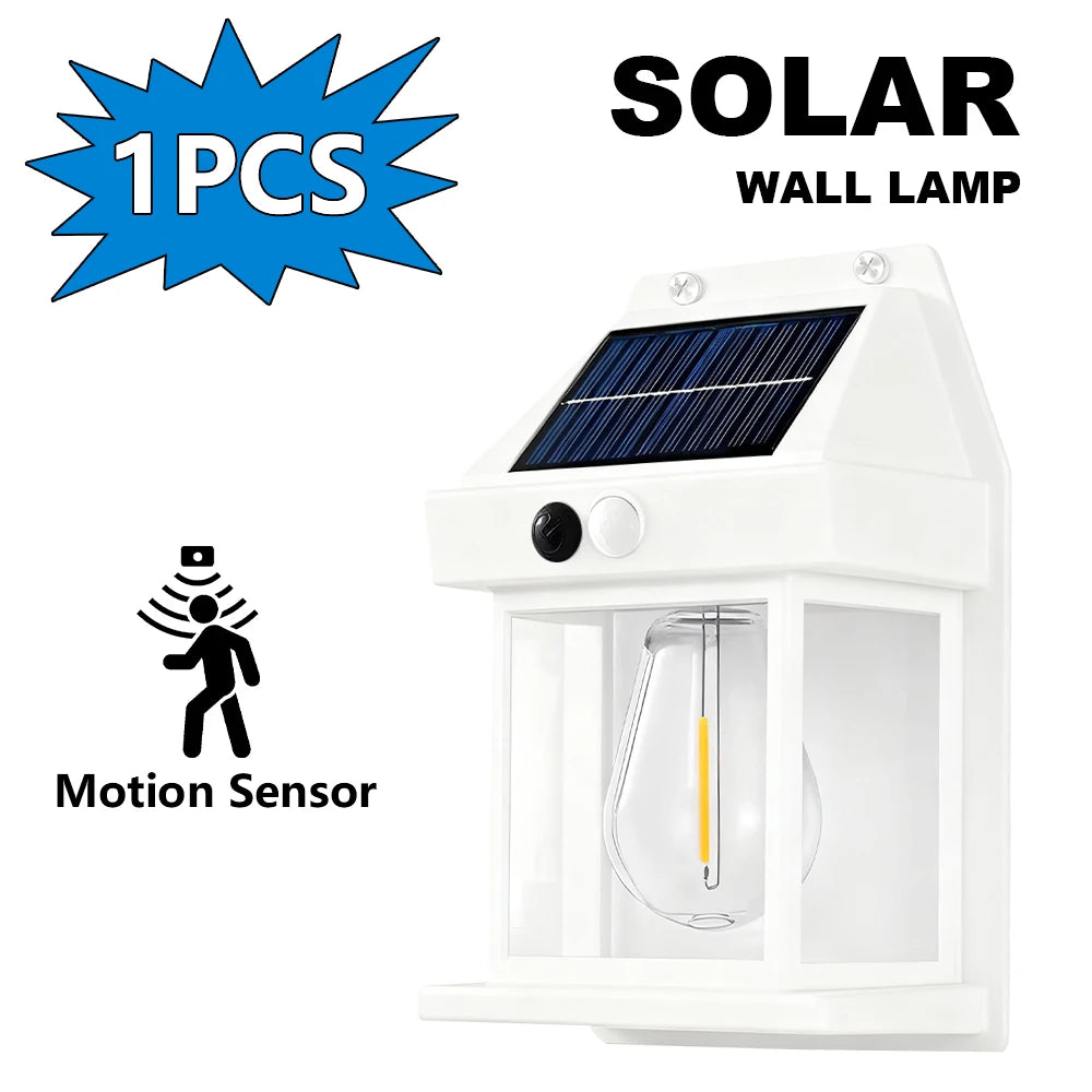 4PCS Solar Wall Light Outdoor Waterproof Sunlight Pathway Fence Lamp Yard Luminous Wall Washer Garden Decoration Tungsten Light