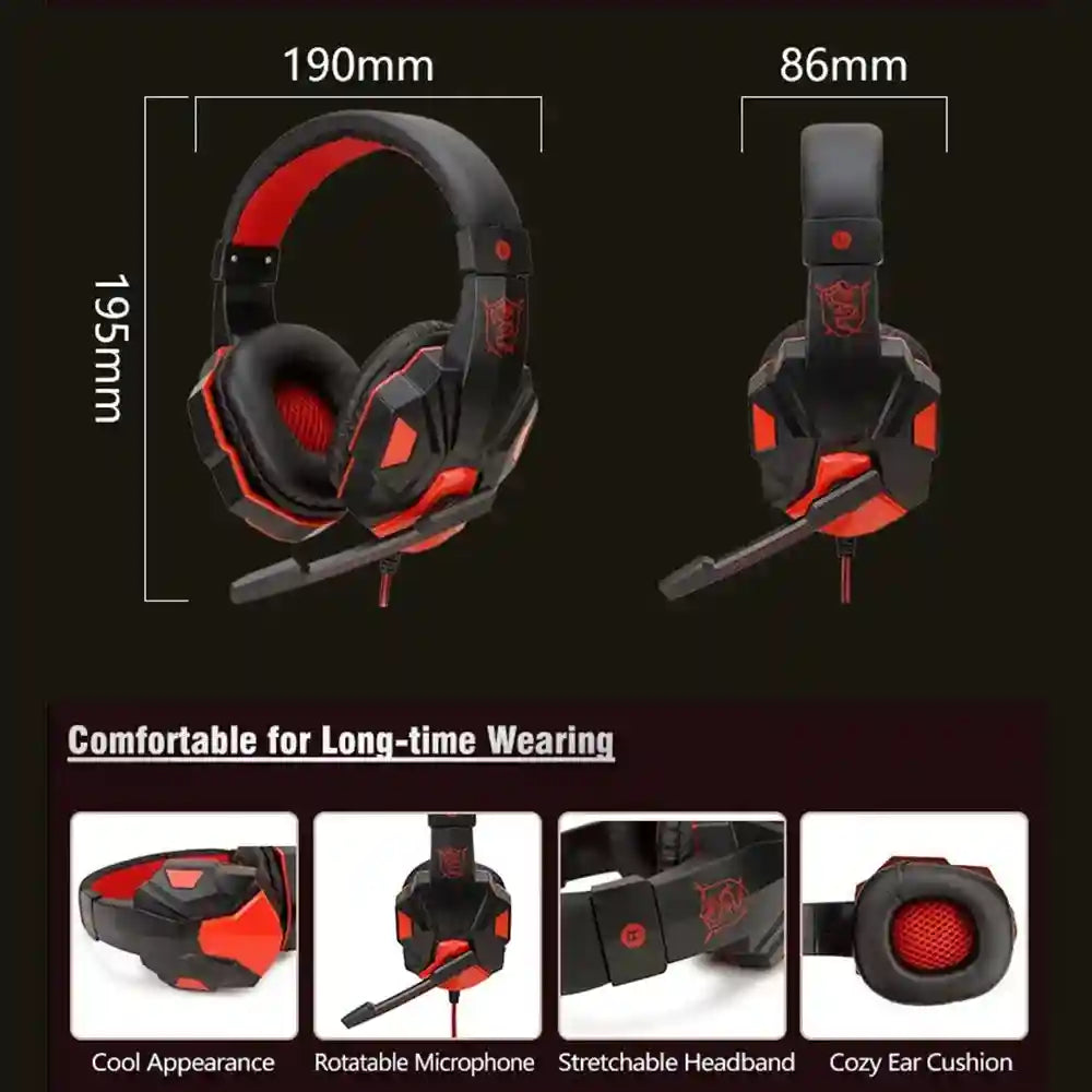 Wired Gaming Headphones with Microphone - Over-Ear PC Headset Tidesmit
